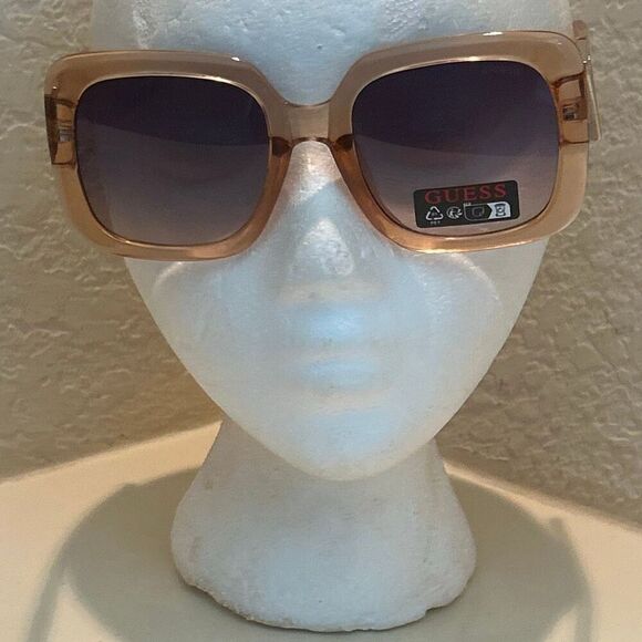 Guess Chunky Square Brown Transparent Frame Sunglasses Gradient Lenses Y2K Style main image 4